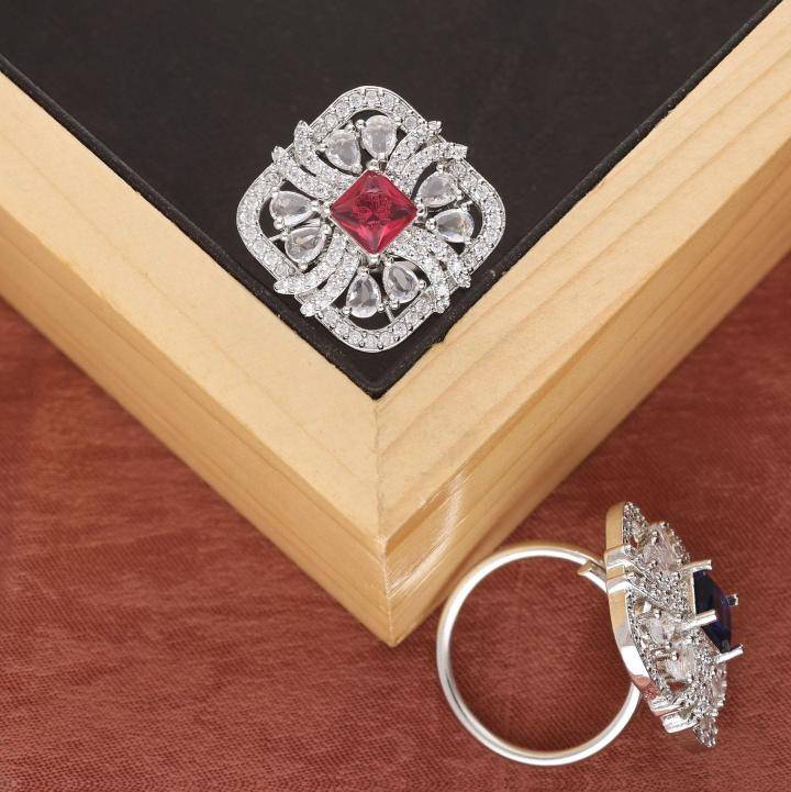 Anti tarnisha american diamond silver finger ring 277 Handmade fashion jewelry Kolkata